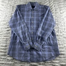 Scott Barber Shirt -Mens Large- Long Sleeve Button Down Plaid 100% Cotton 