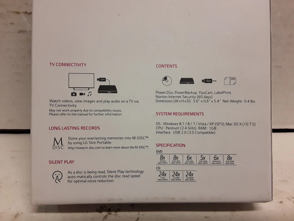 LG ultra slim portable DVD writer new in box - Image 2 of 2