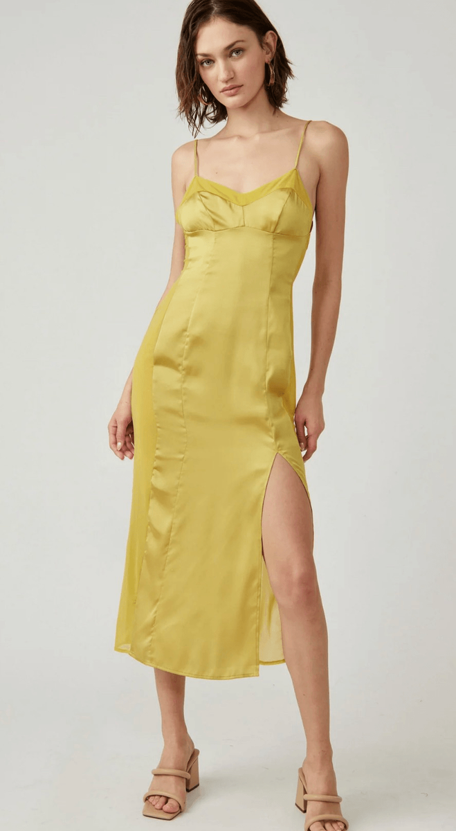 free people city cool midi slip dress Free People City Cool Midi Slip Dress - Bitter Oil Size Small