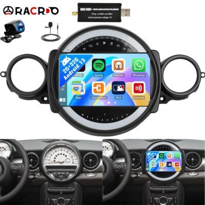 DAB+ Apple Carplay Android15 Autoradio GPS Für BMW Mini Cooper R55 R56 2007-2013