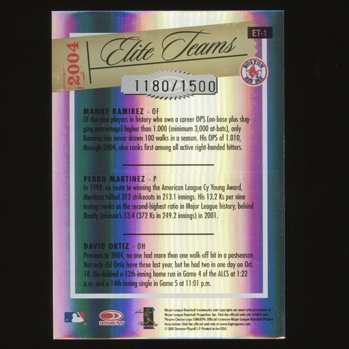2005 Donruss Elite #ET-1 M. Ramirez P. Martinez D. Ortiz Elite Teams #1180/1500 - Picture 2 of 2