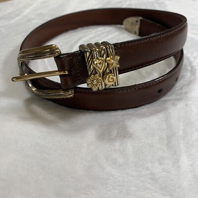 VINTAGE BRIGHTON 1996 Brown Leather Belt 23109- Women display picture 2