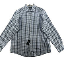 Nautica Performance Slim Fit Men's Size XL White  Blue Plaid Summer Shirt