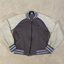 Vintage 80s Nike Sweater Men's Medium Gray Full Zip Jacket Sweatshirt Blue Tag