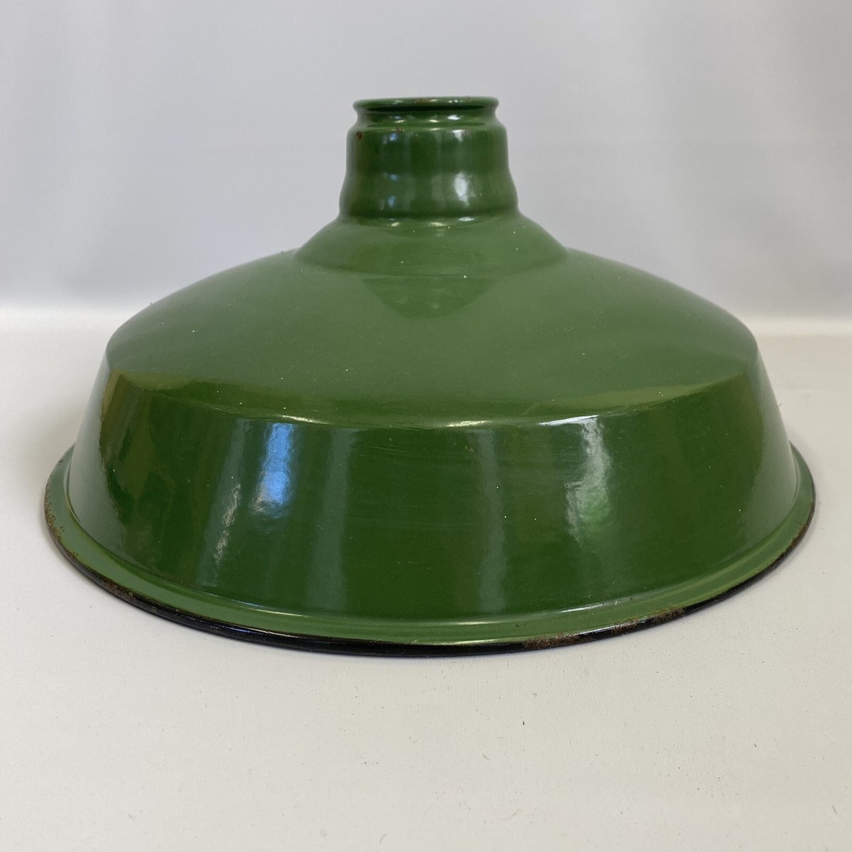 Vintage Green Porcelain Light Shade Fixture Enamel 12