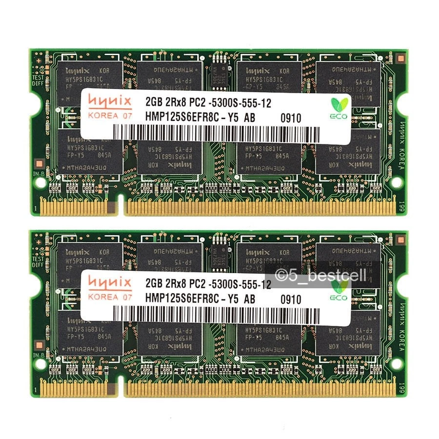 2 pièces Micron 2x4 Go 1Rx8 PC2-5300S DDR2 667Mhz 200 broches RAM