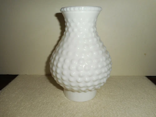 Vintage HOBNAIL Milk Glass Hurricane Oil Lamp Chimney Pie Crust Top 3" Fit