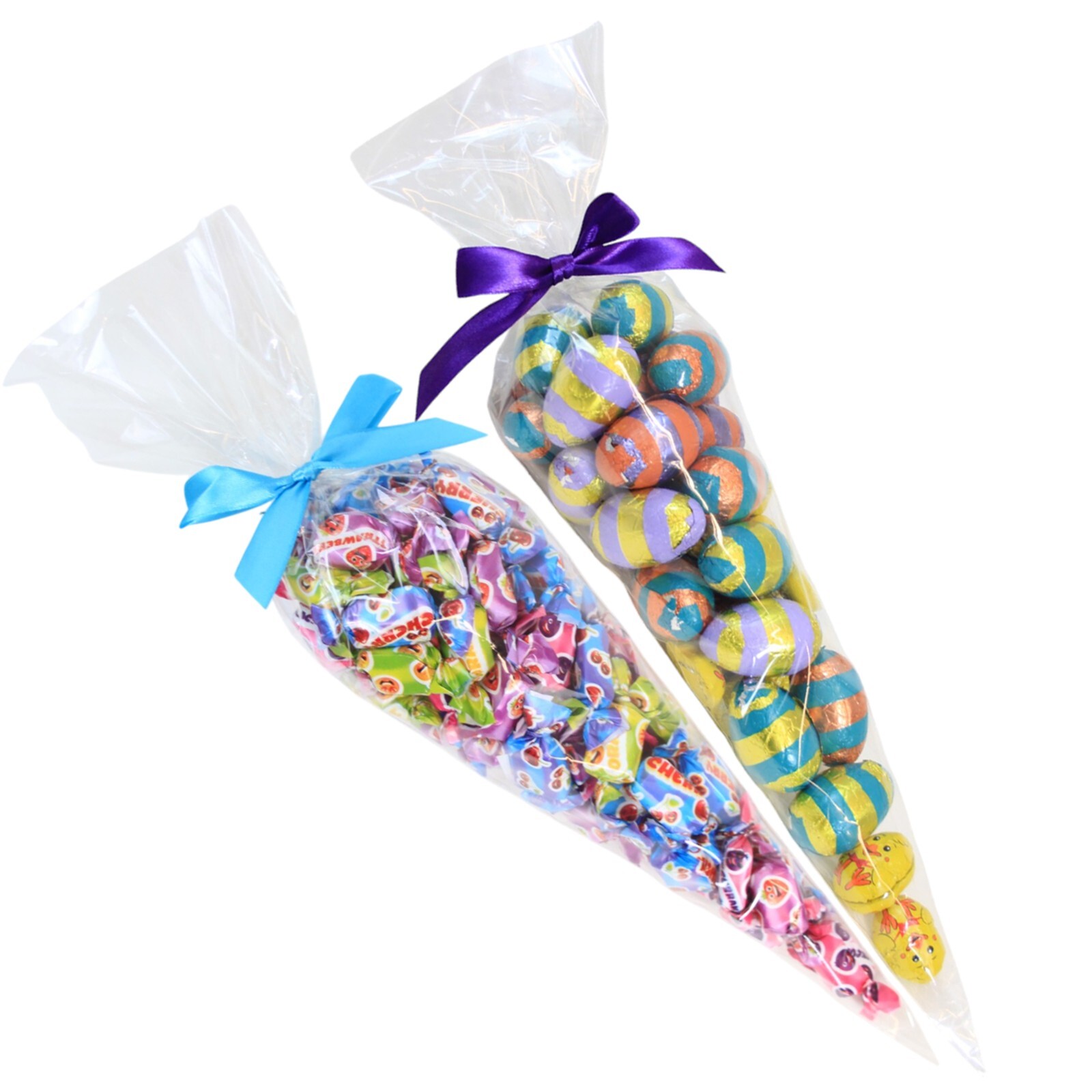 25 CLEAR CONE SWEET BAGS - Cellophane Candy Treat Sweet Favour Bags 250x460mm