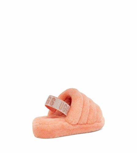 Women's UGG Fluff Yeah Bling Crystal Slide Slipper Sandals Coral Pink Orange  8 | eBay