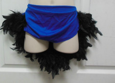 Feathered Dance Skirt Small ch girls 4-6 Royal blue black feathers DRAPE