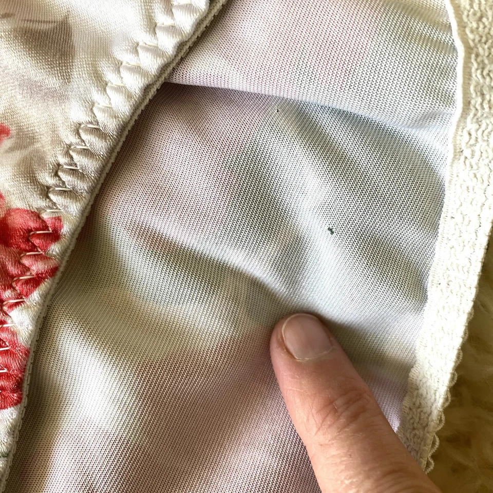 Bragas de bikini vintage florales brillantes SATÉN ELÁSTICO segunda piel L/7 EE. UU. Foto 2 de 4