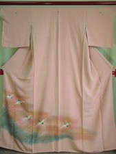 Japanese Kimono TOMESODE Fabric Silk Woman Kyoto Japan Vintage Antique kf-051