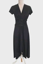MICHAEL KORS Women Maxi Hight Low Dress Petti Size PM Black Jersey Tie Waist 81P