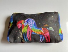 Laurel Burch Canvas Rainbow Horses Zipper Makeup Travel Cosmetic Bag Case New