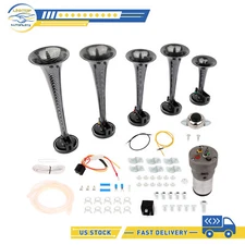 5 Trumpets 130 DB 12V /24V 15-22 PSI Gray Plastic For Car Truck Train Lorry new