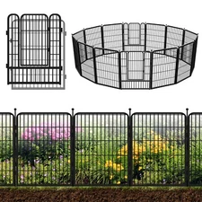 SQIREP Outdoor Garden Fence 32"H Decorative Metal Wire Animal No Dig Fence Yard
