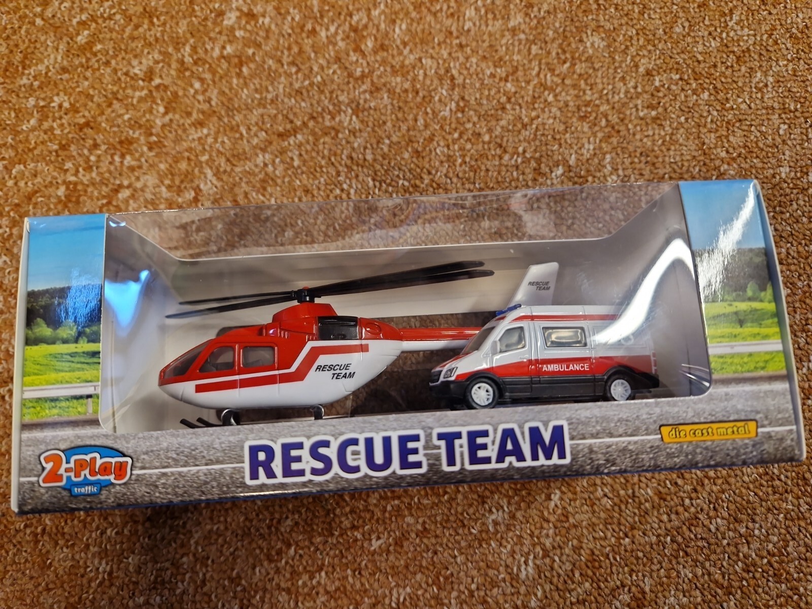 Die Cast Metal Emergency Services toy helicopter air AMBULANCE set