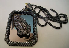 Men's Bling Black Hematite Finish PRAYING HAND Fashion Dressy Chain & Charm