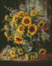 Sunflowers Bouquet in a Vase - Counted Cross Stitch Kits Needlework Embroidery