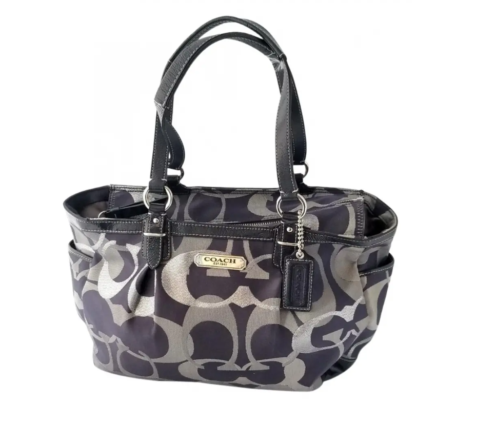 Coach Blue & Gray Optic Signature C Sateen Tote/Shoulder Bag | eBay