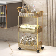 Acrylic Storage Trolley, Bathroom Kitchen Rolling Utility Cart Mobile Organizati