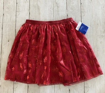 Way To Celebrate Girls Red Stars Sparkle Mesh Tutu Skirt Large 10-12 NWT
