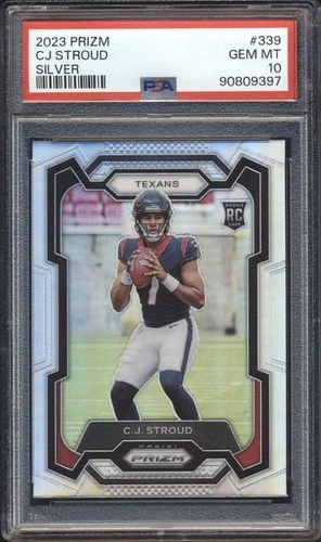 2023 PANINI PRIZM CJ STROUD SILVER! #339 Rookie Card PSA 10 Texans NFL Free S&H!