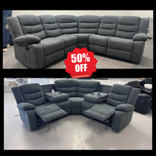 Luxury Recliner Sofa L Shape Couch with Cup Holders Sorrento Fabric Sofa Set