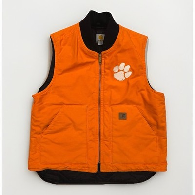 Carhartt Men s Vest CLEMSON Duck Canvas Artic Quilt Blaze Orange Large