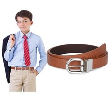 Kids Reversible Belt for Boys and fits waist size 20"-23" A: Coffee/Brown