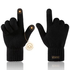 Winter Wool Gloves for Men Warm Knitted Touchscreen Cold Weather Gloves for R...