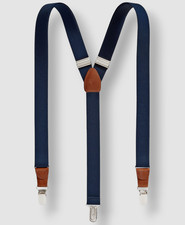 Club Room Men's Brown Blue Solid Adjustable Suspenders OS.