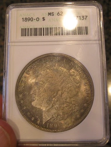 1890 O Morgan Silver Dollar - old gen ANACS, MS 62, Fully toned both sides 5231