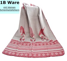 Kuscheldecke 140x160 Baumwolle Dralon Biederlack Wohndecke Wichtel rot grau 1b