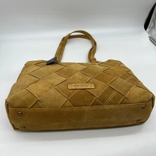 American Leather Co. Women Handbags Mercer Suede Woven Tote Brown Cafe Latte