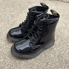 Dr. Martens 1460T Black Patent Leather Toddler Combat Boots US Size 7