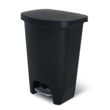 Glad Kitchen Trash Can with Lid, Foot Pedal and Garbage Bag Rings, 13 Gal, Black