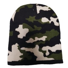 Camouflage Knit Beanie Watch Cap Black Green White One Size Fit Most Unisex Camo