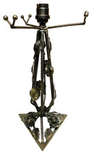 Ancien PIED DE LAMPE ART-DECO en fer forgé (4)