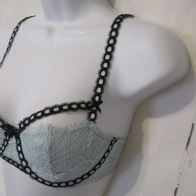 Victorias Secret Bra 32C Push Up Without Padding Blue Lace Underwire Dream Angel