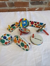 Lot of 8 Vintage Tin Metal Noise Maker Toys, Clacker type and Bell type New Year