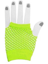 Adult's 80s Yellow Fishnet Gloves Costume Accessory