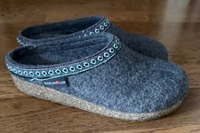 Haflinger Classic GZ Grizzly Clogs Grey Wool Felt Size 7 EU 38 Slip Resistant