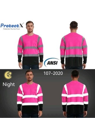 ProtectX Men's High Vis Heavy Duty Long Sleeve 4XL Pink & Black Reflective