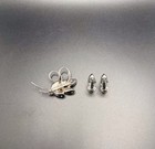 Vintage Demi Parure Black Rhinestone Silver Tone Brooch / Clip Earrings Set — photo 3