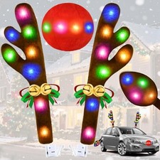 Christmas Car Decorations Reindeer Car Kit Antlers 2025, Jingle Multicolor