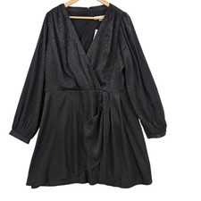 Ann Taylor Loft Womens Plus Size 14 Jacquard Draped Mini Dress in Black NWT