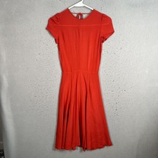 Reformation Womens XS Red Midi Open Back Dress With Tie Detail & Cap Sleeves