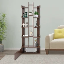 15-Compartment Bookcase Floor Standing Bookcase Book Storage Rack with Cabinet!!