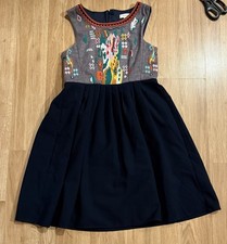 EUC Freeway Anthropologie Embroidery Sleeveless A-Line Dress - Blue/Gray - S